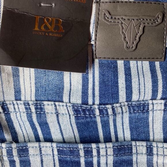 Lucky & Blessed Stripe High Rise Bootcut Denim Jean NWT - Picture 11 of 15
